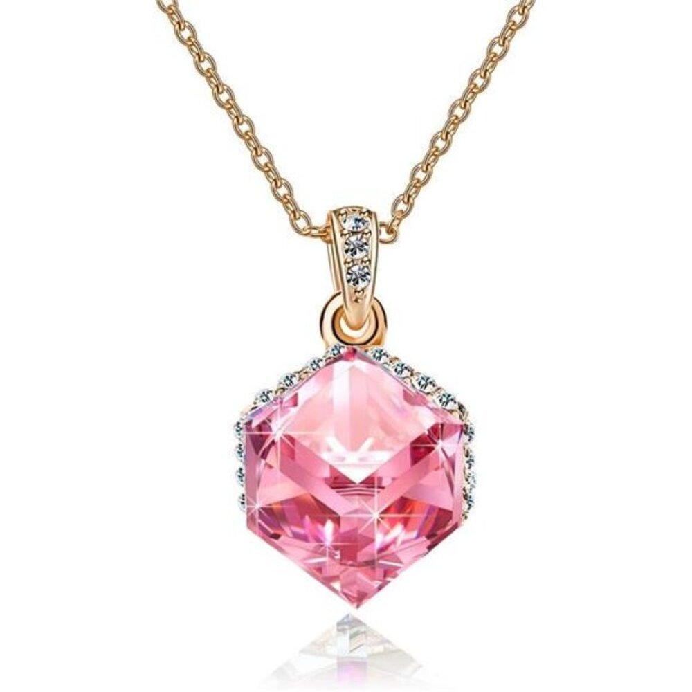 Color Changing Cubic Austrian Crystal Pendant Necklace